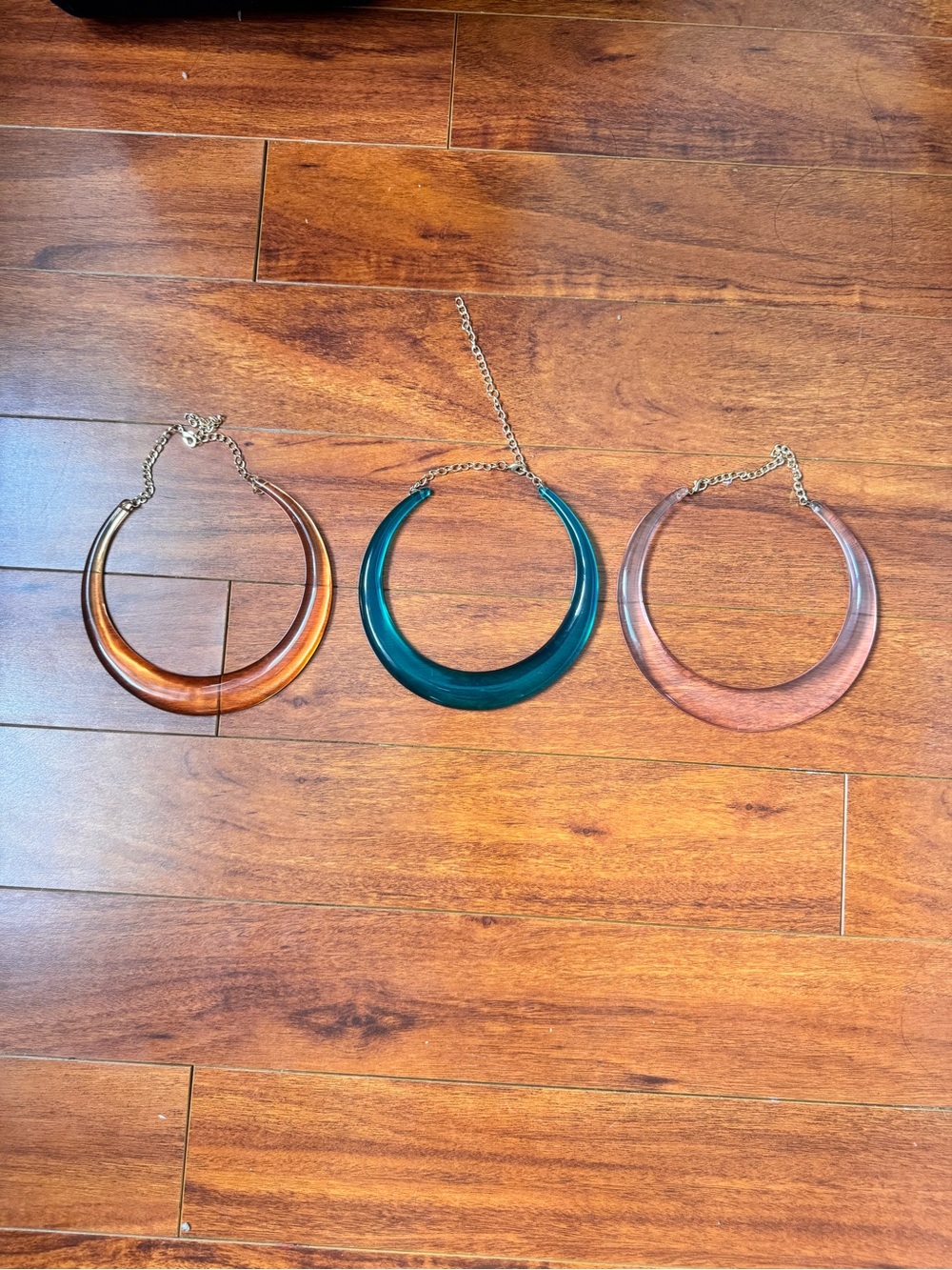 Acrylic Crescent Statement Necklace - Orange, Teal, and Rose Pink Variants